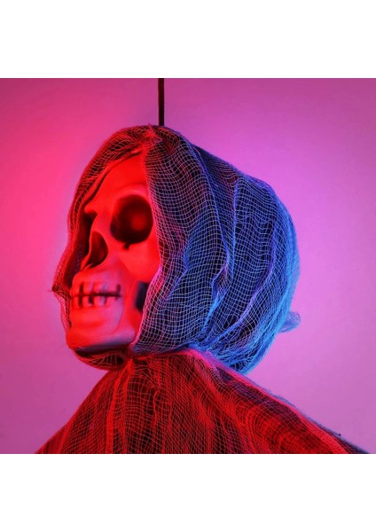 Ürpertici Kuru Kafa Korku Hayalet Saçaklı Dekor 90X50 cm - Lisinya