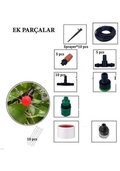 10 Metre Bahçe Damlama Sulama Sistemi Seti Hortum ve Ek Parçaları fırsatları