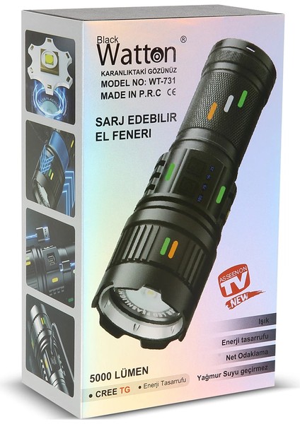 5000 Lümen Cree Tg LED Şarj Göstergeli El Feneri WT-731 - Lisinya fırsatları