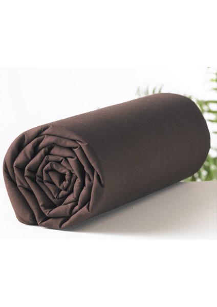 Makiteks %100 Pamuklu Kahverengi 90X190 ve 100X200 cm Tek Kişilik Yataklara Uyumlu Lastikli Çarşaf