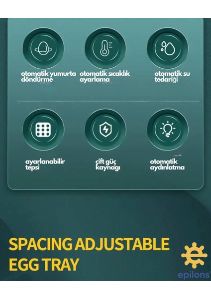 Kuluçka Makinesi Kablosuz Kamera Hediyeli 130 Lu Tam Otomatik Yedek Motorlu ( Lisinya ) modelleri