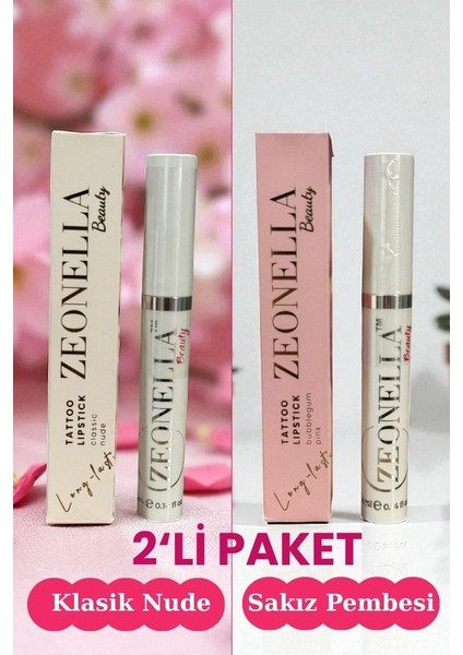 Soyulabilir Ruj Dudak Dövmesi 2 Li Set Klasik Nude & Sakız Pembesi fırsatları