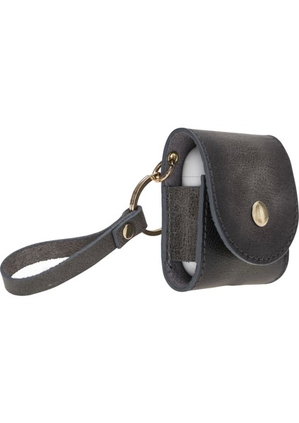 Apple Airpods 2.nesil Uyumlu Deri Kılıf Mai Snap TN18 Gri modelleri