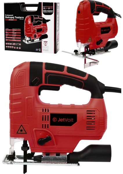 Jetvolt 800W Bakır Sargılı Professional Devir Ayarlı Dekupaj Bıçkı Testere Makinası - Kırmızı