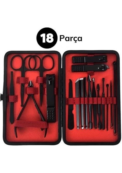 18 Parça Çanta Tipi Manikür Pedikür Tırnak Bakım Seti modelleri