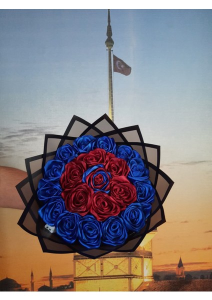 20 Li LED Işıklı Solmayan Gül Buketi Trabzon Spor Taraftar Buketi