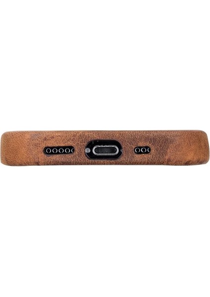 Apple iPhone 13 Pro Uyumlu Deri Arka Kapak Rock G2 Kahverengi fırsatları