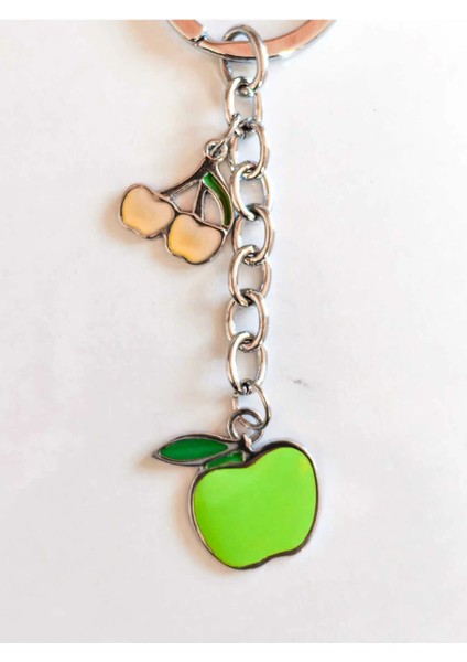 Sarı ve Yeşil Elmalarla Metal Anahtarlık fiyatları