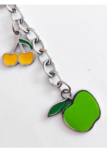 Sarı ve Yeşil Elmalarla Metal Anahtarlık modelleri