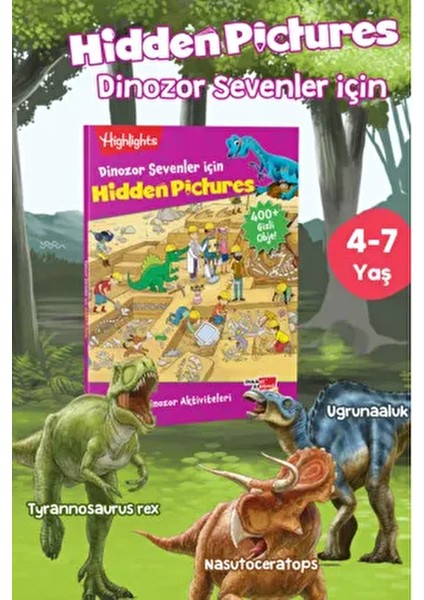 Dikkat Atölyesi Dinozor Sevenler İçin 64 Sayfa Hidden Pictures Eğlenceli Aktivite Kitabı