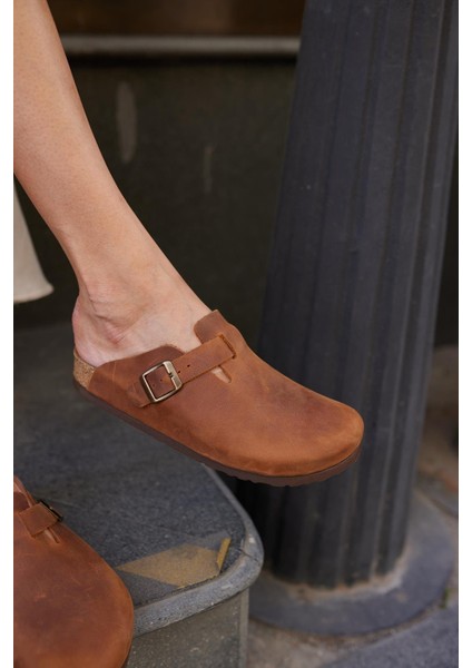 Oslo Hakiki Deri Mantar Taban Ortopedik Unisex Terlik modelleri