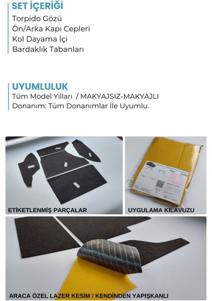 Renault Megane 3 Uyumlu Konfor Seti -Tüm Model Yılları / Araç Içi Saklama Gözleri Ses Giderici Kumaş Kaplama fiyatları