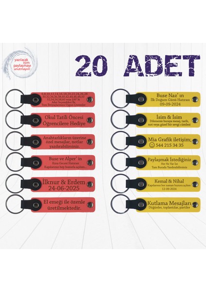 Nar Çiçeği & Sarı, 20’li Set, Kişiye Özel Yazılı Anahtarlık, Kına Gecesi Davetlilerine Anlamlı Anı