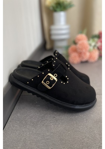 Siyah Süet Rahat ve Şık Günlük Kadın Terlik TMD2025002