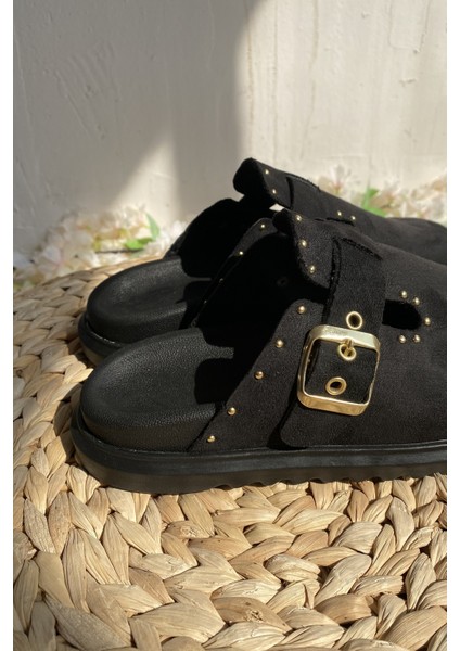 Siyah Süet Rahat ve Şık Günlük Kadın Terlik TMD2025002