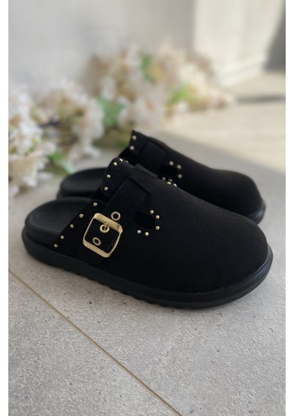 Siyah Süet Rahat ve Şık Günlük Kadın Terlik TMD2025002