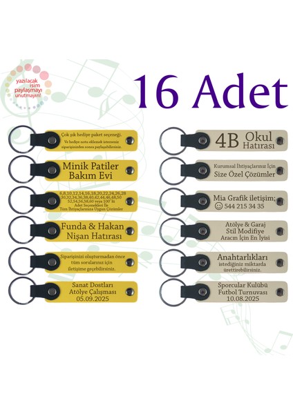 Sarı & Sütlü Kahve, 16’lı Set, Isim Yazılı Anlamlı Deri Hediyelik, Macera Kampı Ekibine Veda Anısı
