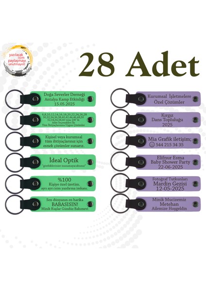 Fıstık Yeşili & Mor Menekşe, Doğa Turu Ekibine Anlamlı Anı, 28’li Set, Mesajlı Hatıra Anahtarlık