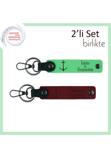 Yat Kulübü Üyelerine Doğum Günü Hediyesi, Isme Özel Gemici Temalı Anahtarlık, Fıstık Yeşil-Bordo