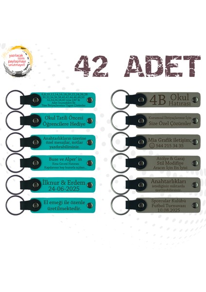 K Turkuaz & Kül Gri, 42’li Set, Kişisel Yazılı Hatıra Anahtarlık, Satranç Kampı Katılımcılarına Anı