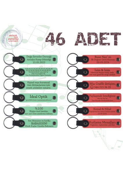 Yeşil & Nar Çiçeği, Aile Yemeklerine Özel Sürpriz, 46’li Set, Kişiye Özel Yazılı Deri Anahtarlık