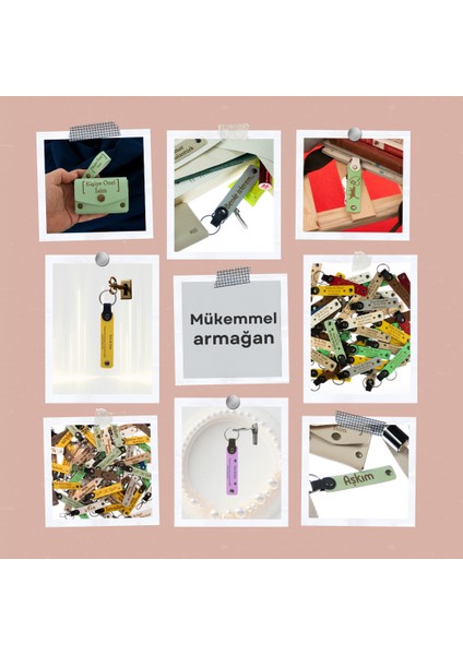 Yeşil & Nar Çiçeği, Aile Yemeklerine Özel Sürpriz, 46’li Set, Kişiye Özel Yazılı Deri Anahtarlık modelleri