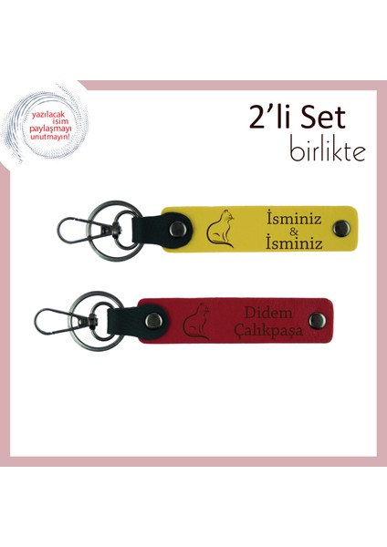 Tatlı Patisini Unutmayanlara, Sevimli Temalı, Kişisel Yazılı Anahtarlık, Sarı-Kırmızı