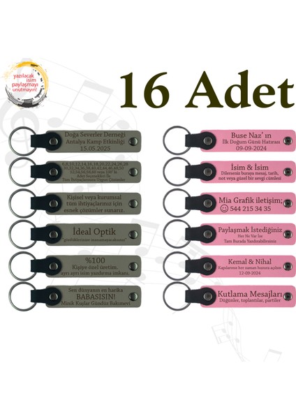 Kül Gri & Pembe, 16’lı Set, Isim Yazılı Anlamlı Hediyelik Anahtarlık, Doğa Kampı Ekibine Veda Anısı