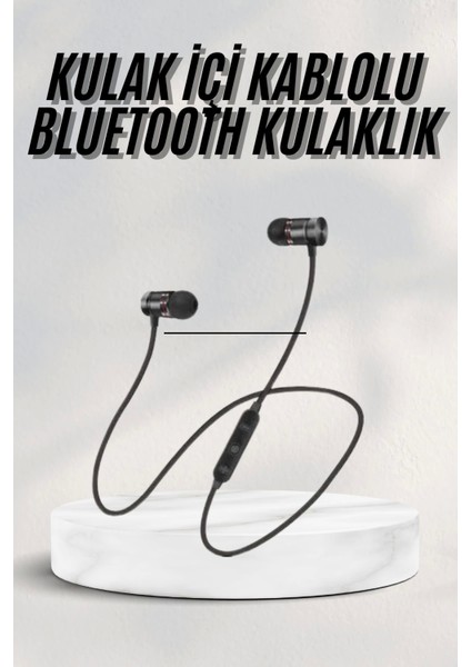 Sports Mıknatıslı Siyah Bluetooth Kulaklık Kablolu Uzun Pil Ömrü
