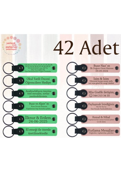 F Yeşili & Y Ağzı, Ingilizce Öğretmeninden Sınıfına, 42’li Set, Kişisel Yazılı Hatıra Anahtarlık