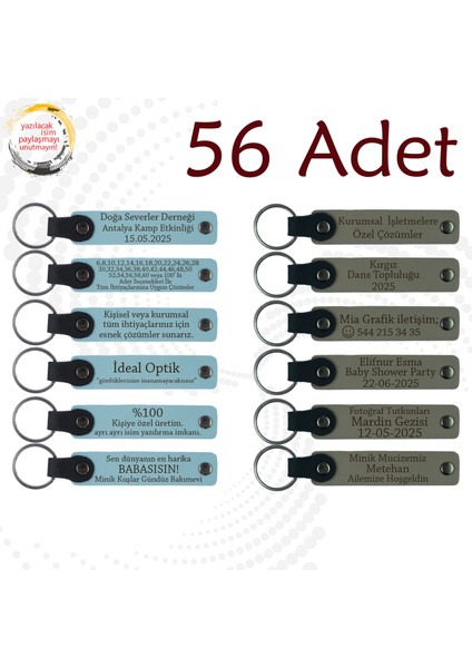 Gök Mavi & Kül Gri, 56'lı Set, Doğum Günü Etkinliklerinde Sunulacak, Kişiye Özel Yazılı Anahtarlık