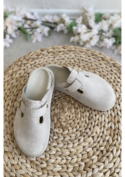 Krem Süet Rahat ve Şık Günlük Kadın Terlik TMD2025002