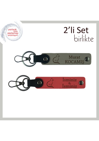 Tüy Gibi Hafif Hediye Seçeneği, Pati Motifli, Isme Özel Deri Anahtarlık, Kül Gri-Nar Çiçeği