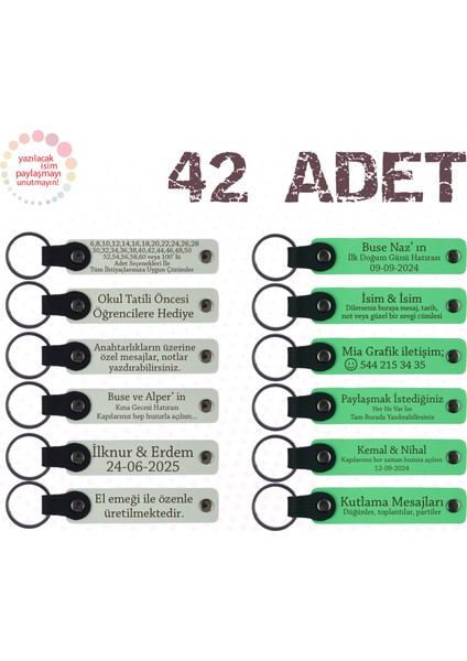 Beyaz & Fıstık Yeşili, Yılbaşı Kutlamalarına Değer Katan Anı, 42’li Set, Kişisel Yazılı Anahtarlık