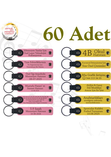 Pembe & Sarı, 60’lı Set, Kişiye Özgü Yazılı Deri Anahtarlık, Kültürel Gezi Ekibine Özel Anı
