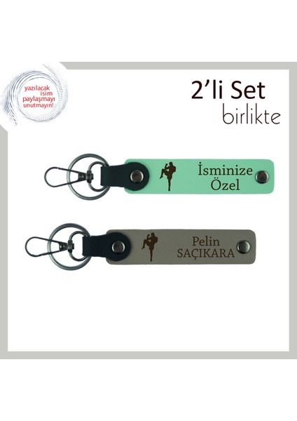 Boks Meraklısı Yakına Doğum Günü Hediyesi, Savunma Temalı Yazılabilir Anahtarlık, Açık Yeşil-Kül Gri