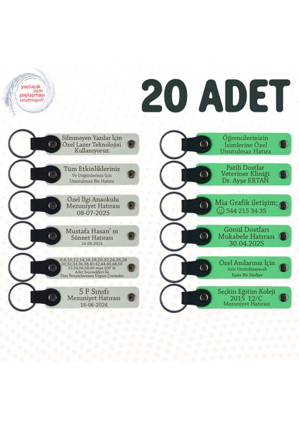 Beyaz & Fıstık Yeşili, Seramik Atölyesi Katılımcılarına Anı, 20’li Set, Kişiye Özel Anahtarlık