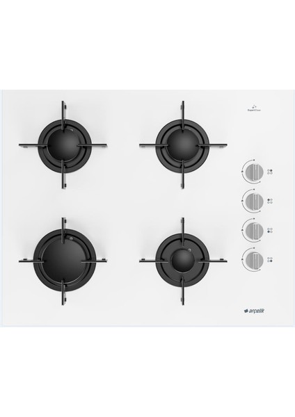 Ocl T 651 Eb Fibona Serisi Gazlı Cam Tablalı Ocak Beyaz