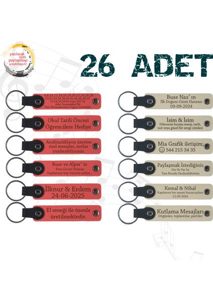 N Çiçeği & S Kahve, 26’lı Set, Isim Yazılabilen Deri Anahtarlık, Doğa Turu Ekibine Özel Sürpriz