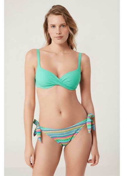 Bandeu Bağlamalı Bikini Altı Çizgi Desenli – Mix & Match Tek Alt