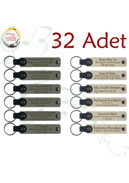 Kül Gri & Sütlü Kahve, 32’li Set, Isim ve Tarihli Deri Hediyelik, Doğa Yürüyüşü Grubuna Özel Anı