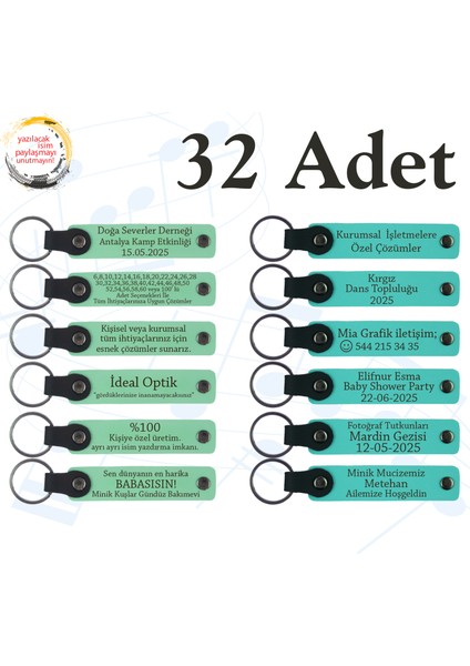 Yeşil & Turkuaz, Kültürel Gezi Grubuna Anlamlı Anı, 32’li Set, Isim ve Tarihli Deri Hediyelik