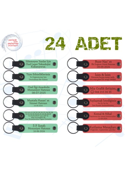 Yeşil & Nar Çiçeği, Sanat Festivali Katılımcılarına Hediye, 24’lü Set, Kişiye Özel Anahtarlık