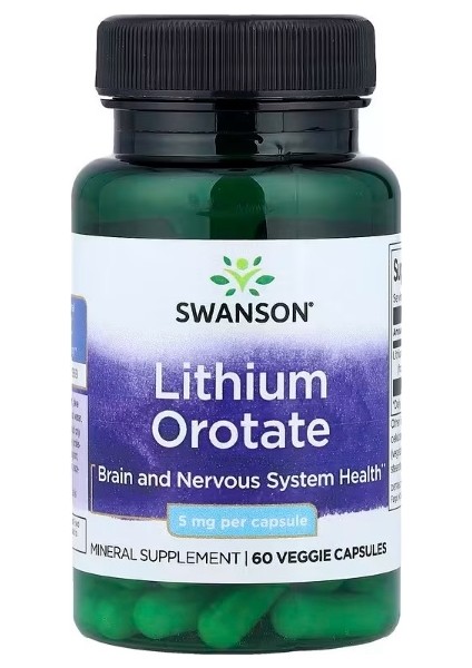 Swanson, Lithium Orotate, 5 Mg, 60 Veggie Capsules