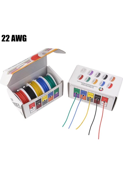 22AWG Elektrikli Esnek Silikon Kablolar 22 Gauge Stripted Teneke Bakır Tel 5 Renk 16.4ft/5m Her Biri (Yurt Dışından) fiyatları