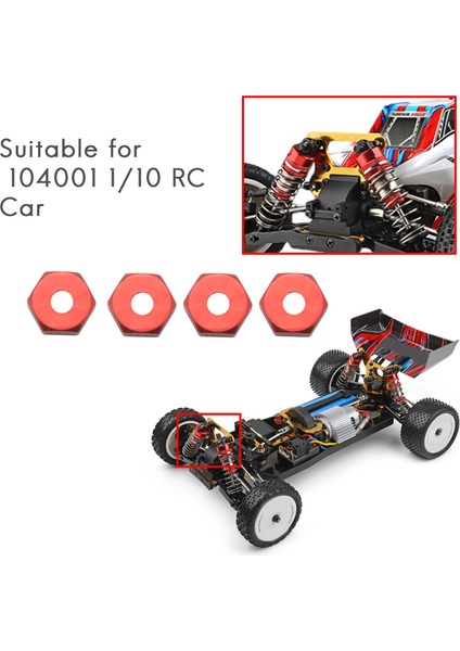 Alüminyum Alaşım 12MM Birleştirici Tekerlek Hub Hub Hex Adaptörü Wltoys 104001 1/10 Rc Araba Yükseltme Parçaları Aksesuarları, Kırmızı (Yurt Dışından) fiyatları