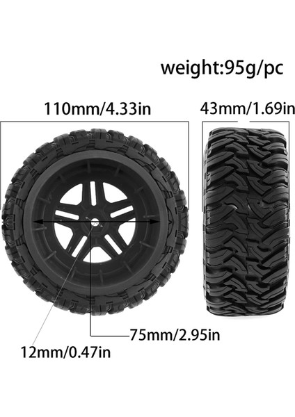 110MM Rccar Kauçuk Lastikler 1/10 Kısa Kurs Kamyonu Için Tekerlek Jant Seti Arrma Senton-4x4 550 Mega/xlh 9125 Eğik Redcat/hsp, B (Yurt Dışından) fiyatları