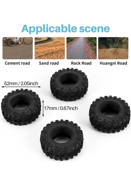 4pcs 52X17MM 1.0 Inç Yumuşak Kauçuk Tekerlek Lastikleri 1/24 Rc Prıger Araç Axıal SCX24 90081 AXI00002 Yükseltme Parçaları (Yurt Dışından)