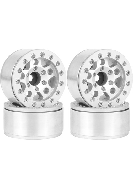 1/10 Rc Prıgler Araç Axıal Gümüş Kenarlı SCX10 Hayalet Trx4 Trx6 D90 4WD Için Gümüş Kenarlı 1.55 Inç Metal Tekerlek (Yurt Dışından)