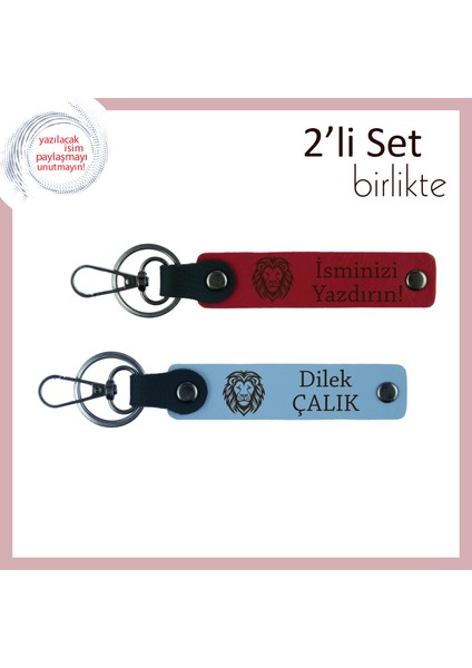 Aslan Motifli Doğum Günü Armağanı, Erkek Tarzına Hitap Eden Kişisel Anahtarlık, Kırmızı-Gök Mavi